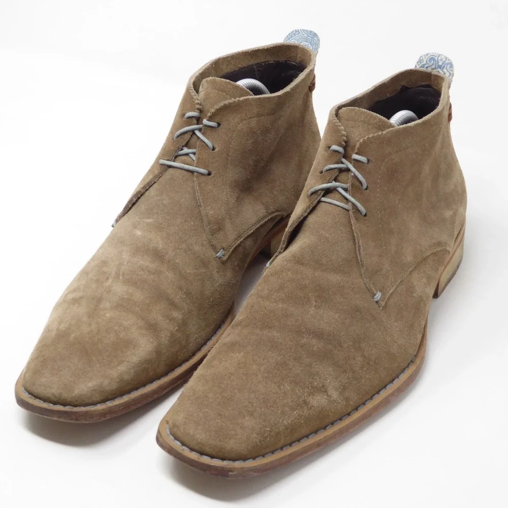 Ted Baker Mens Square Toe Chukka Boots Tan Suede Lace Up TBM 002 Size 9